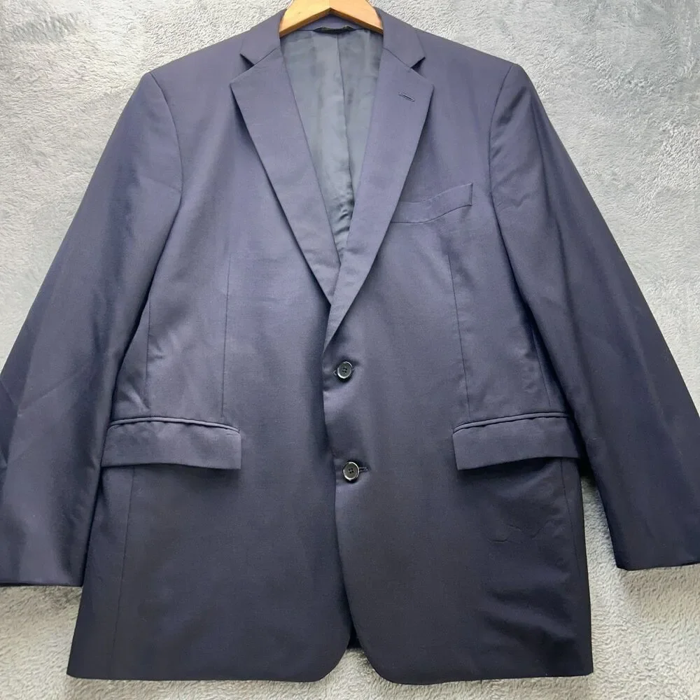Brooks Brothers Wool Suit Jacket Mens 44R Navy 2 Button Italian‎ Fabric Office